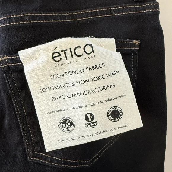 Etica Skinny Jeans Size 2 Stretch Denim NWT Slim Leg Dark Wash